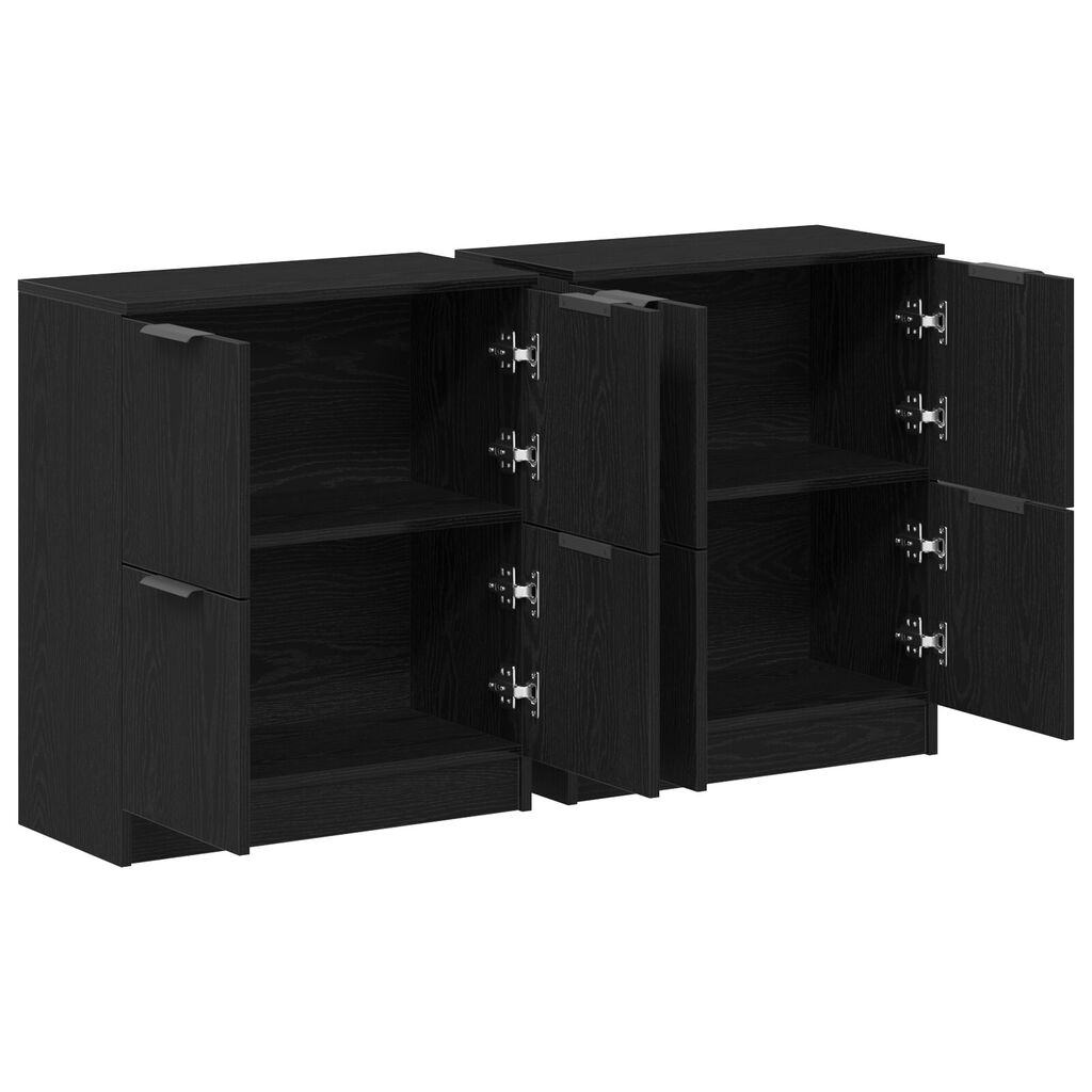 vidaXL Μπουφέδες 2 τμχ Μαύρο Δρυς 60x30x70 εκ Επεξεργασμένο Ξύλο