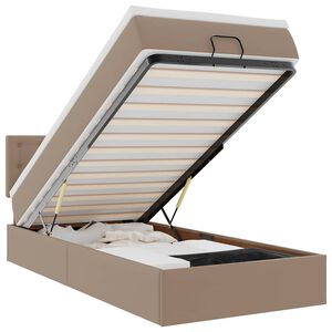 vidaXL &Omicron;&theta;&omega;&mu;&alpha;&nu;&iota;&kappa;ό &kappa;&rho;&epsilon;&beta;ά&tau;&iota; &mu;&epsilon; &sigma;&tau;&rho;ώ&mu;&alpha;&tau;&alpha; & LEDs Cappuccino Faux Leather