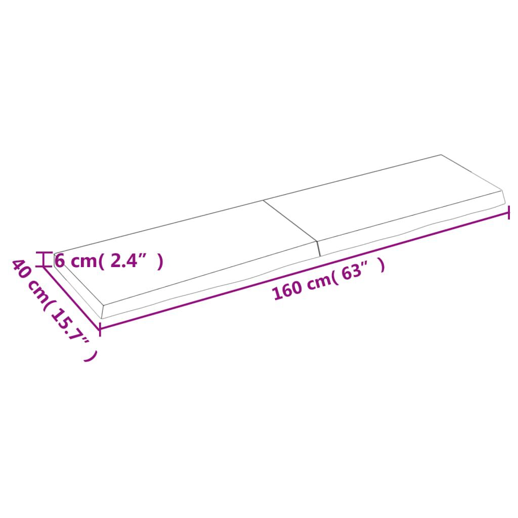 vidaXL Επιφάνεια Τραπεζιού Σκούρο Καφέ 160x40x(2-6)εκ Επεξ. Μασίφ Δρυς