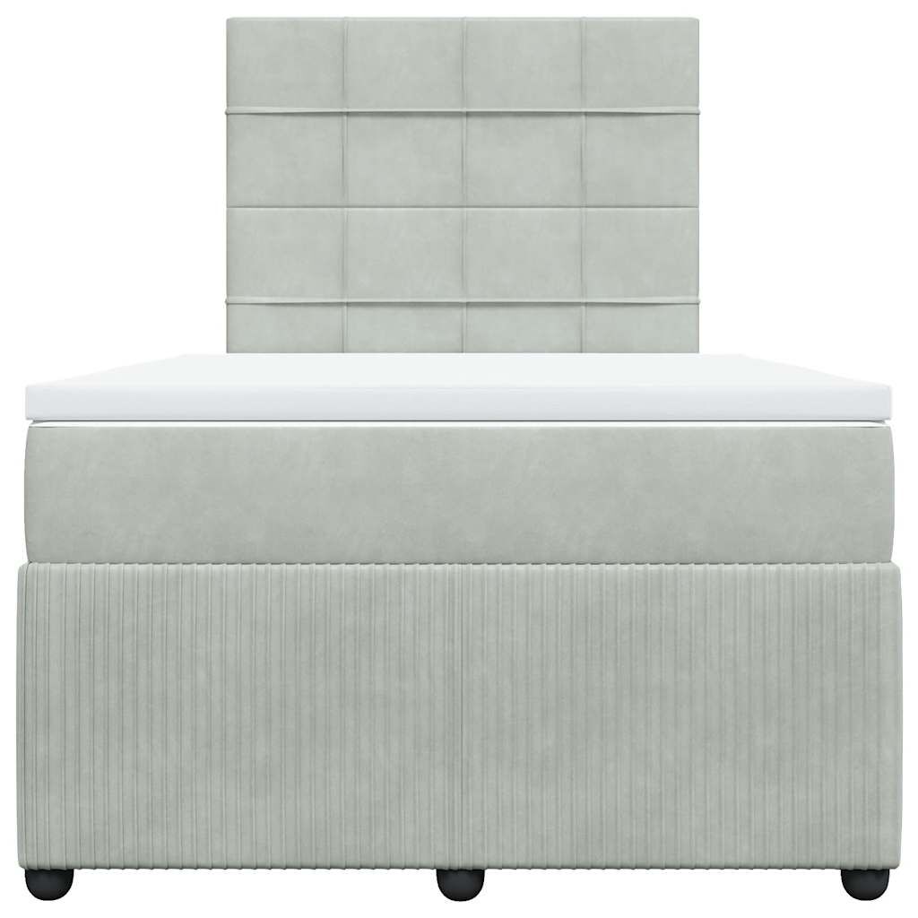 vidaXL Κρεβάτι Boxspring με Στρώμα Ανοιχτό Γκρι 120x200 εκ. Βελούδινο