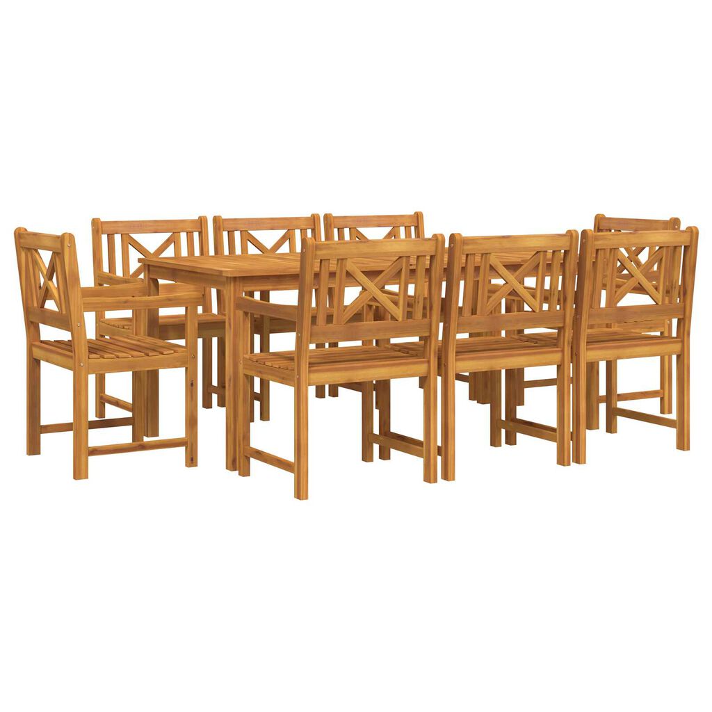 vidaXL Σέτ φαγητού για κήπο 9 pcs Καφέ Μασίφ ξύλο ακακίας