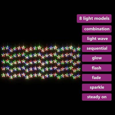 vidaXL Κουρτίνα LED Φωτάκια 500 LED Πολύχρωμη με 8 Λειτουργίες