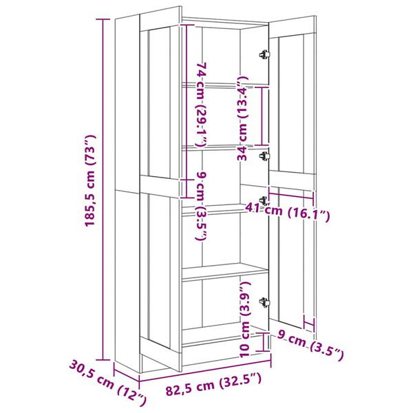vidaXL Βιβλιοθήκη Λευκή 82,5 x 30,5 x 185,5 εκ. Επεξ. Ξύλο