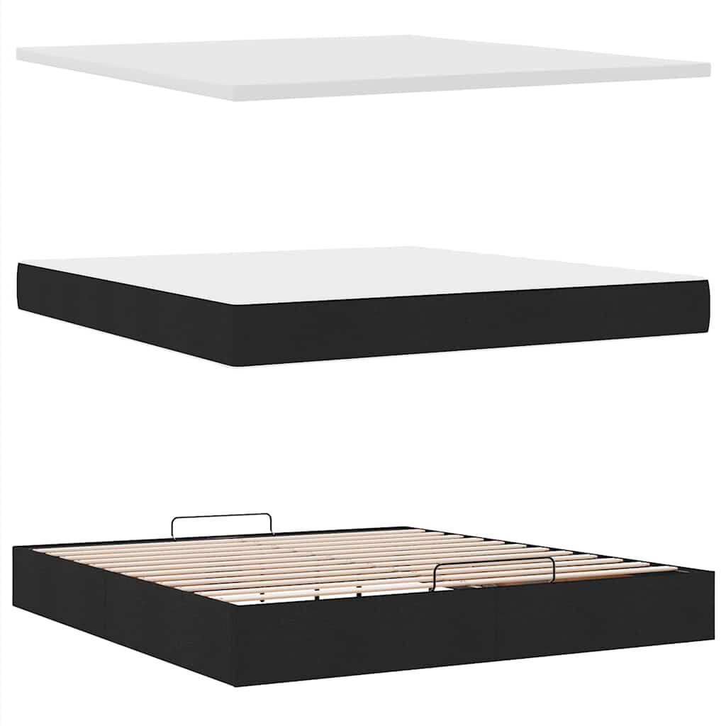 vidaXL Οθωμανικό κρεβάτι με στρώματα & LEDs Μαύρο 180x200cm Velvet