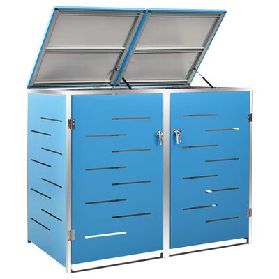 vidaXL Πλαίσιο Κάδων Απορρ. Διπλό με Ρόδες 138x77,5x115,5 εκ Αν. Ατσά.