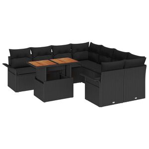 vidaXL &Sigma;&epsilon;&tau; &Kappa;&alpha;&nu;&alpha;&pi;έ &Kappa;ή&pi;&omicron;&upsilon; &mu;&epsilon; &alpha;&pi;&omicron;&theta;ή&kappa;&epsilon;&upsilon;&sigma;&eta; 9 pcs &Mu;&alpha;ύ&rho;&omicron; &Pi;&omicron;&lambda;&upsilon; &rho;ά&tau;&alpha;&nu;