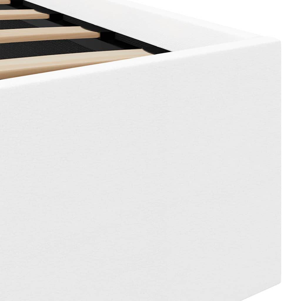 vidaXL Πλαίσιο Κρεβατιού με Αποθ. Χώρο/LED Λευκό 120x200 εκ. Δερματίνη