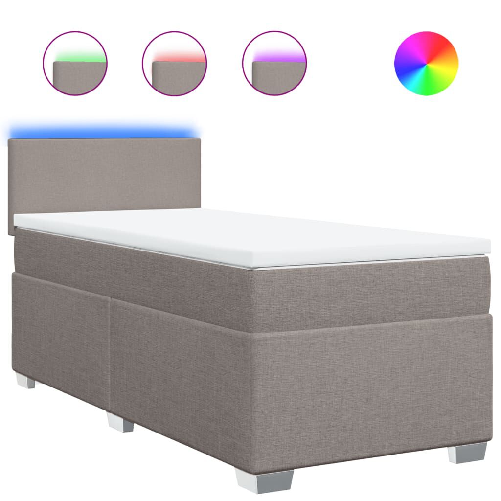 vidaXL Κρεβάτι Boxspring με Στρώμα Taupe 100 x 200 εκ. Υφασμάτινο