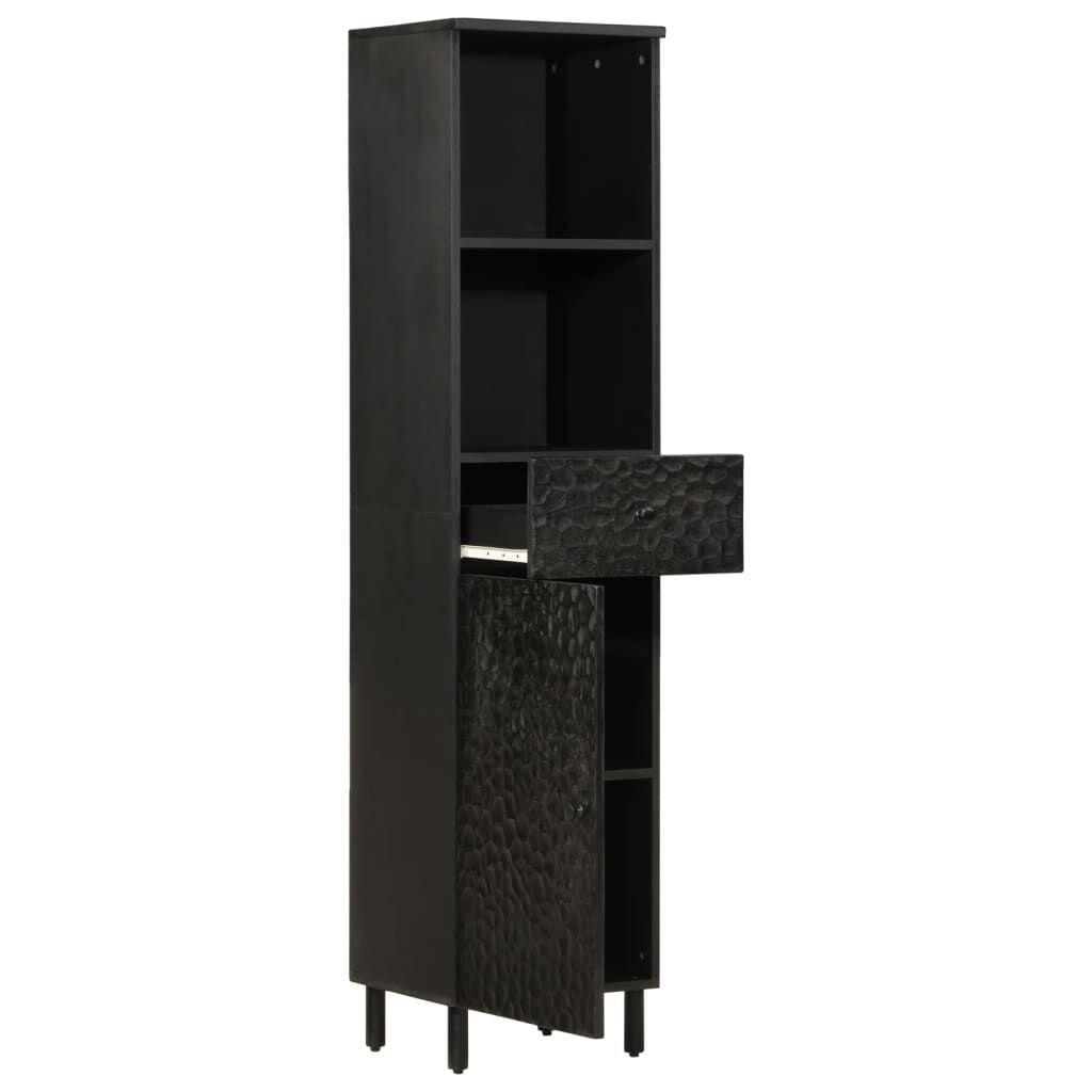 vidaXL Ντουλάπι Μπάνιου Μαύρο 38 x 33 x 160 εκ. από Μασίφ Ξύλο Μάνγκο