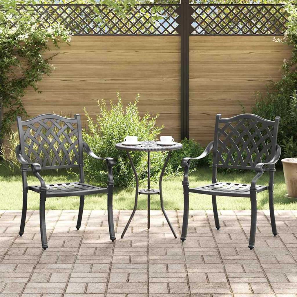 vidaXL Καρέκλα Κήπου 2 pcs Μαύρο 55 x 56.5 x 91εκ Αλουμίνιο