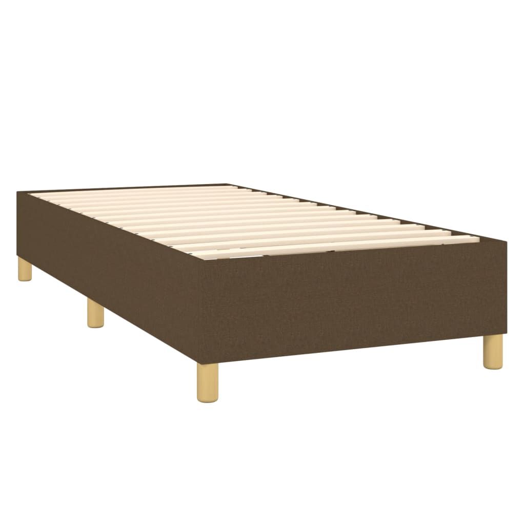 vidaXL Κρεβάτι Boxspring με Στρώμα & LED Σκ.Καφέ 90x200 εκ. Υφασμάτινο