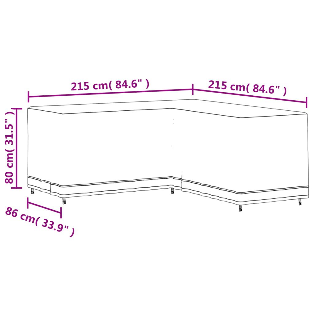 vidaXL Καλύμματα Γωνιακού Καναπέ 2 τεμ. 215x215x80 εκ. Ύφ. Oxford 420D