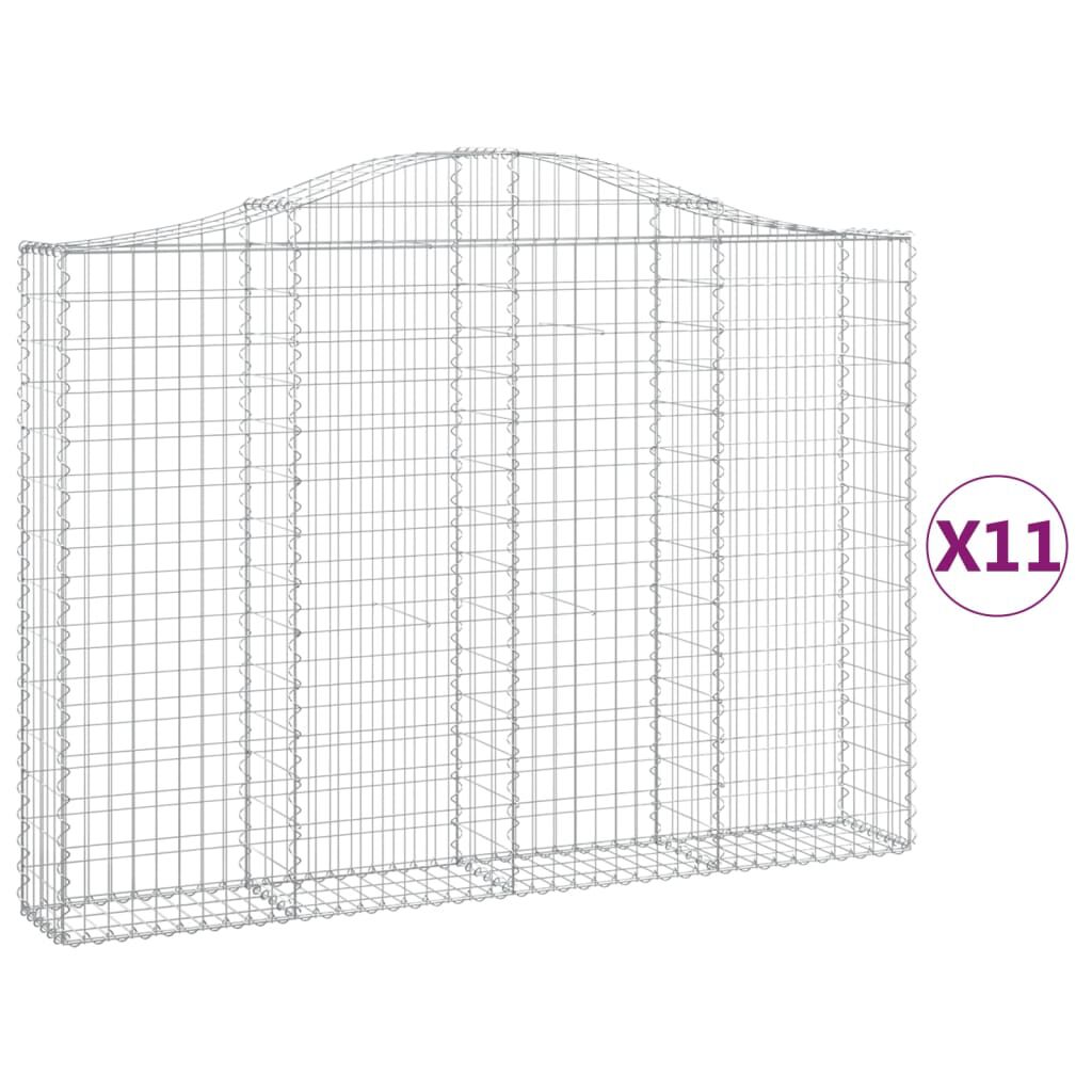 vidaXL Συρματοκιβώτια Τοξωτά 11 τεμ. 200x30x140/160 εκ. Γαλβαν. Ατσάλι