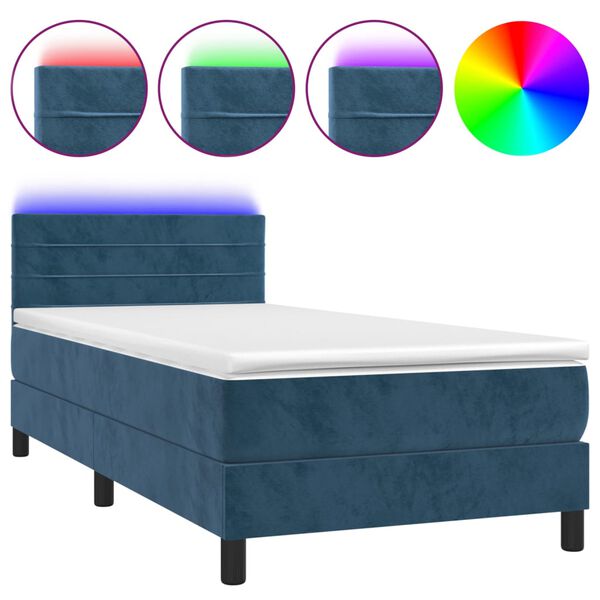vidaXL &Kappa;&rho;&epsilon;&beta;ά&tau;&iota; Boxspring &mu;&epsilon; &Sigma;&tau;&rho;ώ&mu;&alpha; & LED &Sigma;&kappa;. &Mu;&pi;&lambda;&epsilon; 80x200 &epsilon;&kappa;. &Beta;&epsilon;&lambda;&omicron;ύ&delta;&iota;&nu;&omicron;