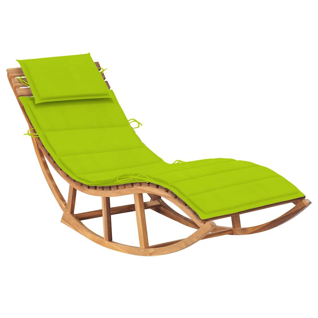 vidaXL Ξαπλώστρα Κουνιστή από Μασίφ Ξύλο Teak με Μαξιλάρι