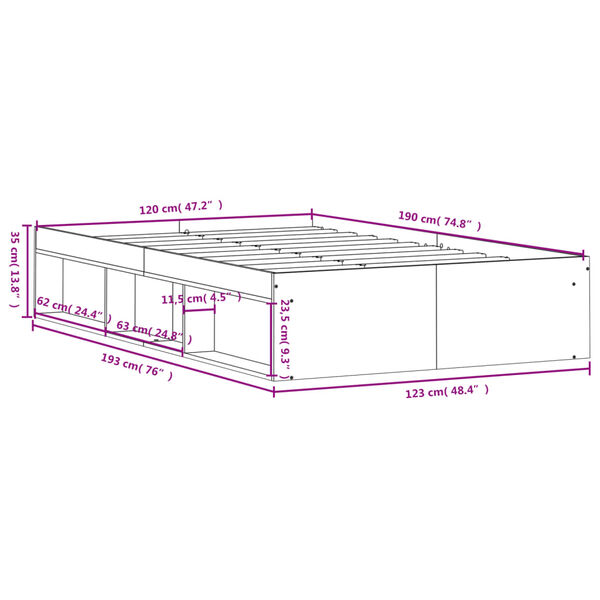 vidaXL Πλαίσιο Κρεβατιού Λευκό 120 x 190 εκ. Small Double