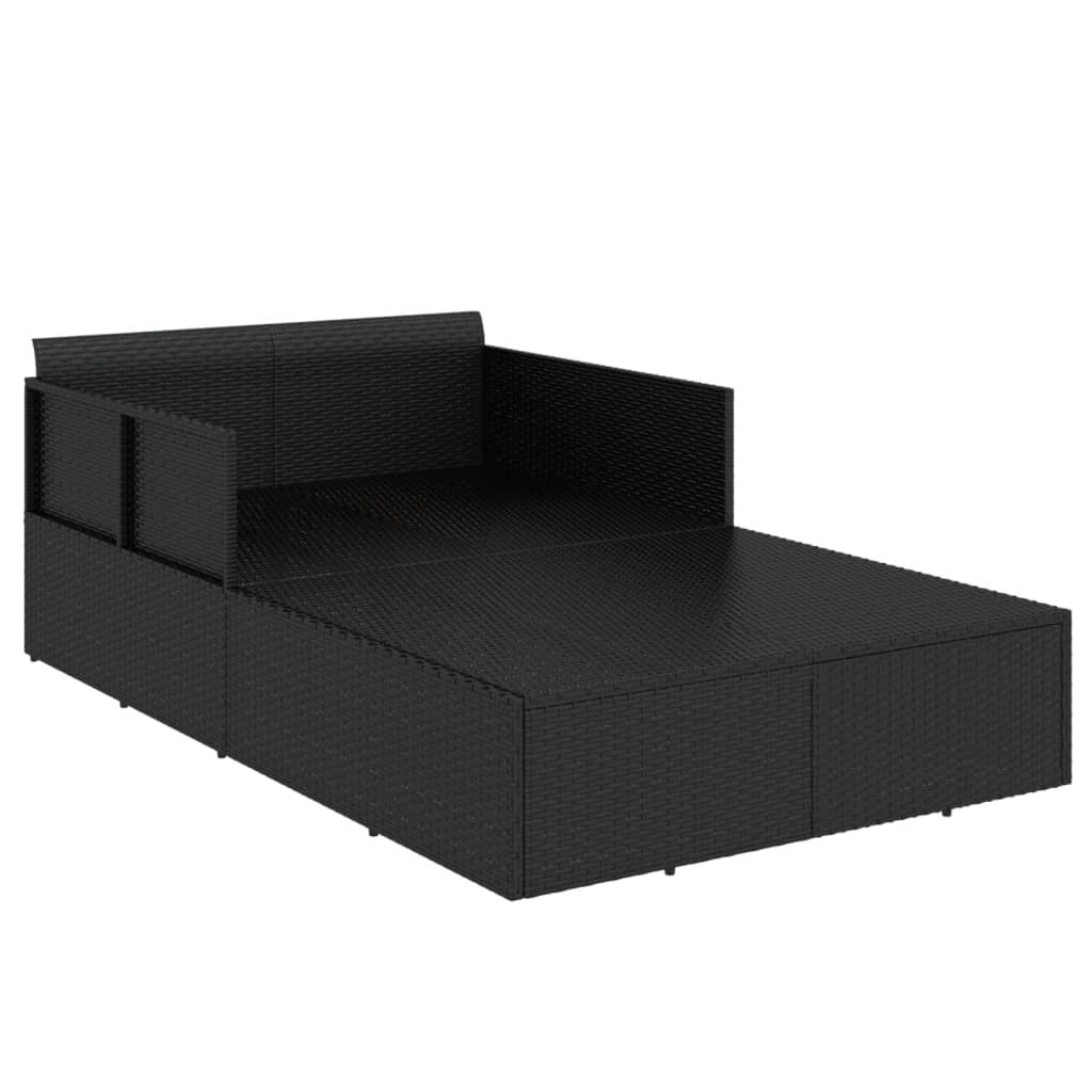 vidaXL Ξαπλώστρα Μαύρη 182 x 118 x 63 εκ. Συνθετικό Ρατάν με Μαξιλάρια