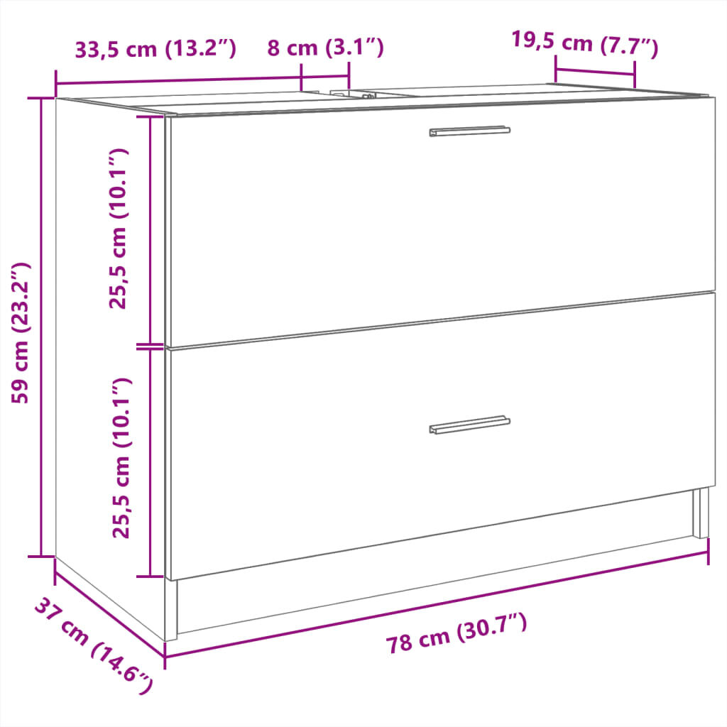 vidaXL Ντουλάπι Νιπτήρα Καπνιστή Δρυς 78x37x59 εκ. Επεξεργασμένο Ξύλο