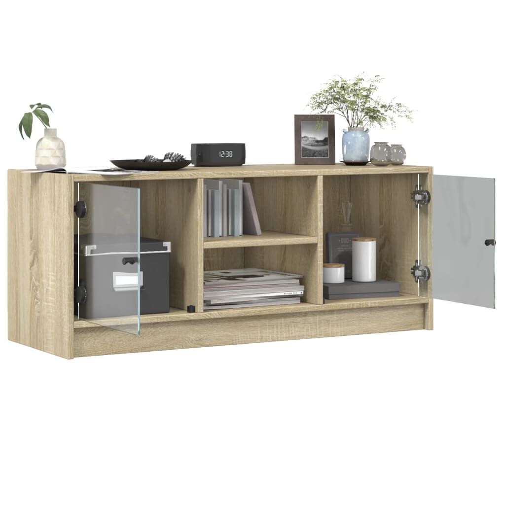 vidaXL Έπιπλο Τηλεόρασης Sonoma Δρυς 102x37x42 εκ. με Γυάλινες Πόρτες