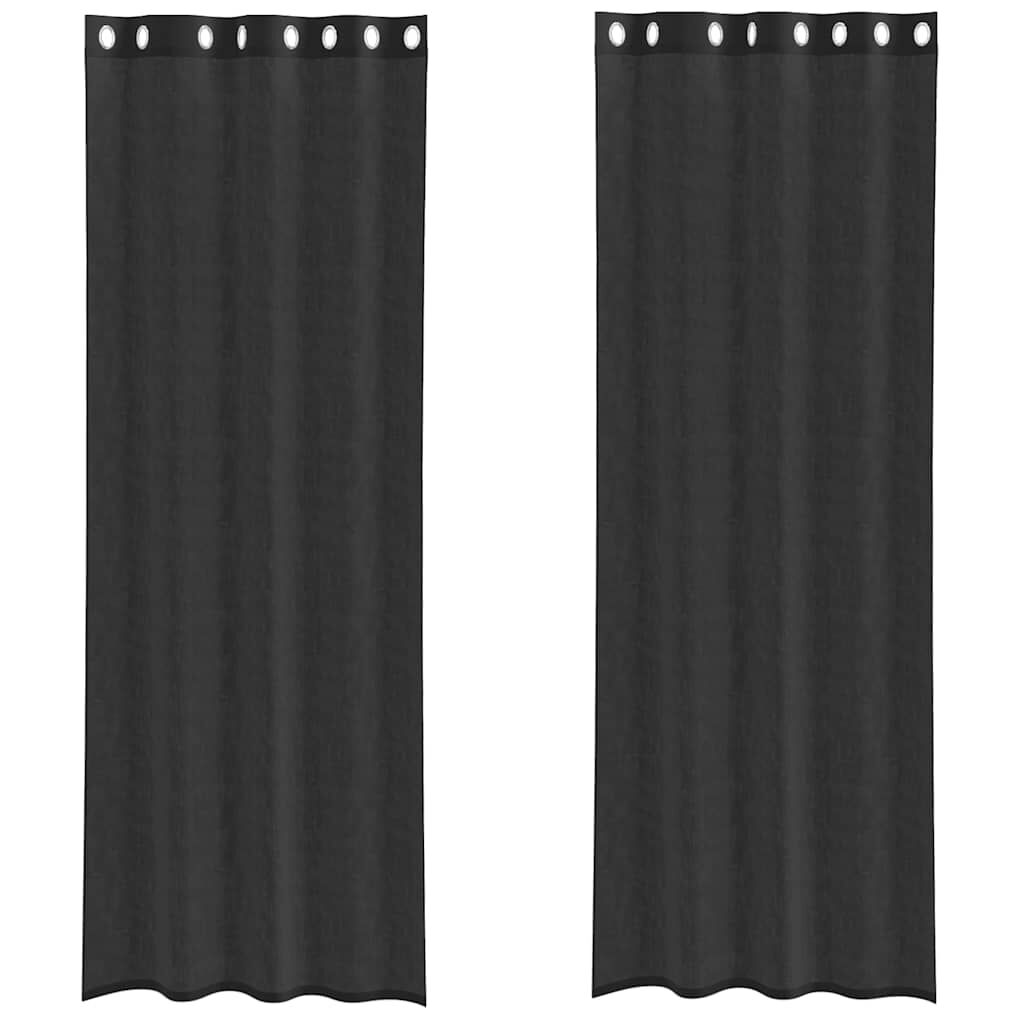 vidaXL Κουρτίνες Voile με ροδέλες 2 τεμάχια Μαύρο 140x300 εκ.