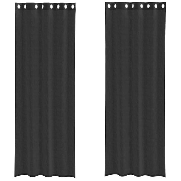 vidaXL Κουρτίνες Voile με ροδέλες 2 τεμάχια Μαύρο 140x300 εκ.