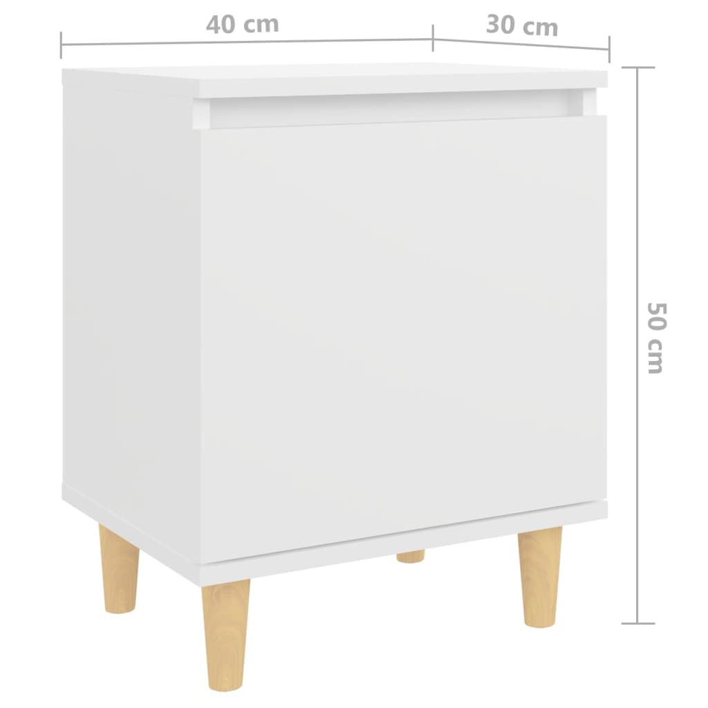 vidaXL Κομοδίνα 2 τεμ. Λευκά 40 x 30 x 50 εκ. Μασίφ με Ξύλινα Πόδια