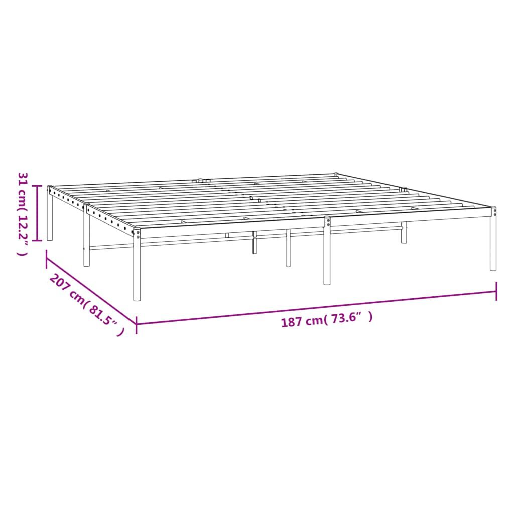 vidaXL Πλαίσιο Κρεβατιού Μαύρο 180 x 200 εκ. Μεταλλικό