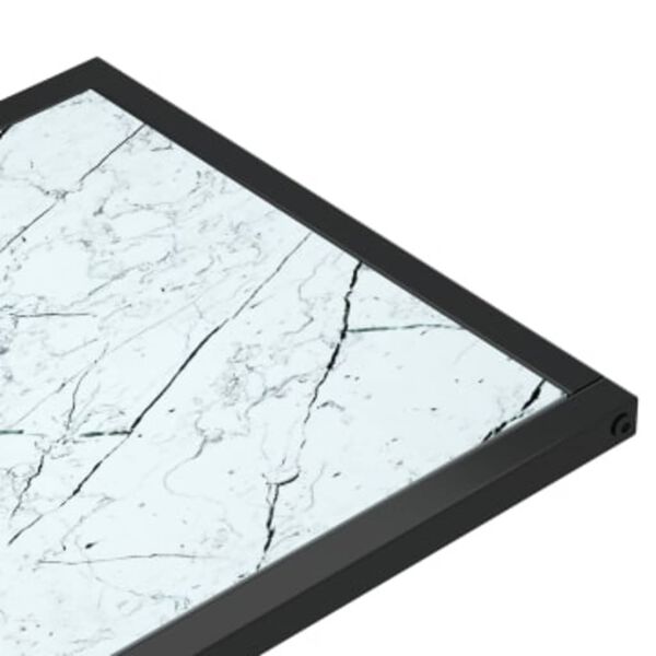 vidaXL Τραπέζι Υπολογ. Βοηθ. Λευκό Οψη Μαρμάρου 50x35x65εκ. Ψημ. Γυαλί