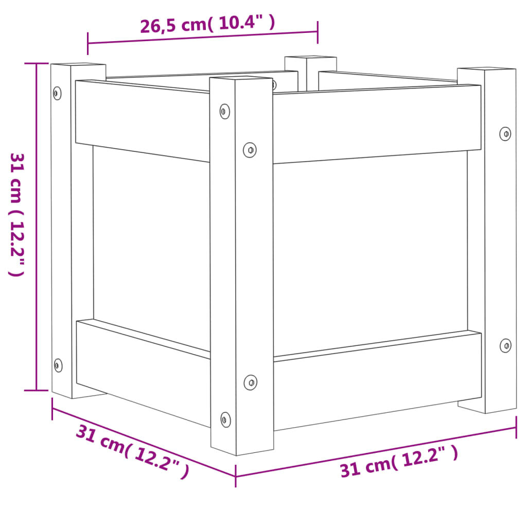 vidaXL Ζαρντινιέρα 31 x 31 x 31 εκ. Εμποτ. Ξύλο Πεύκου