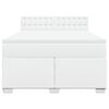 vidaXL Κρεβάτι Boxspring με Στρώμα Λευκό 140x190εκ.από Συνθετικό Δέρμα