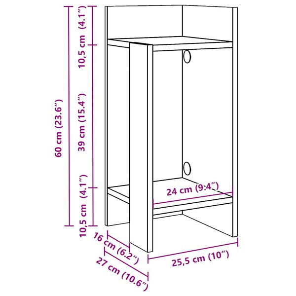 vidaXL Τραπεζάκια 2 τεμ. με ράφι Καπνιστή Δρυς 25,5x27x60 εκ.