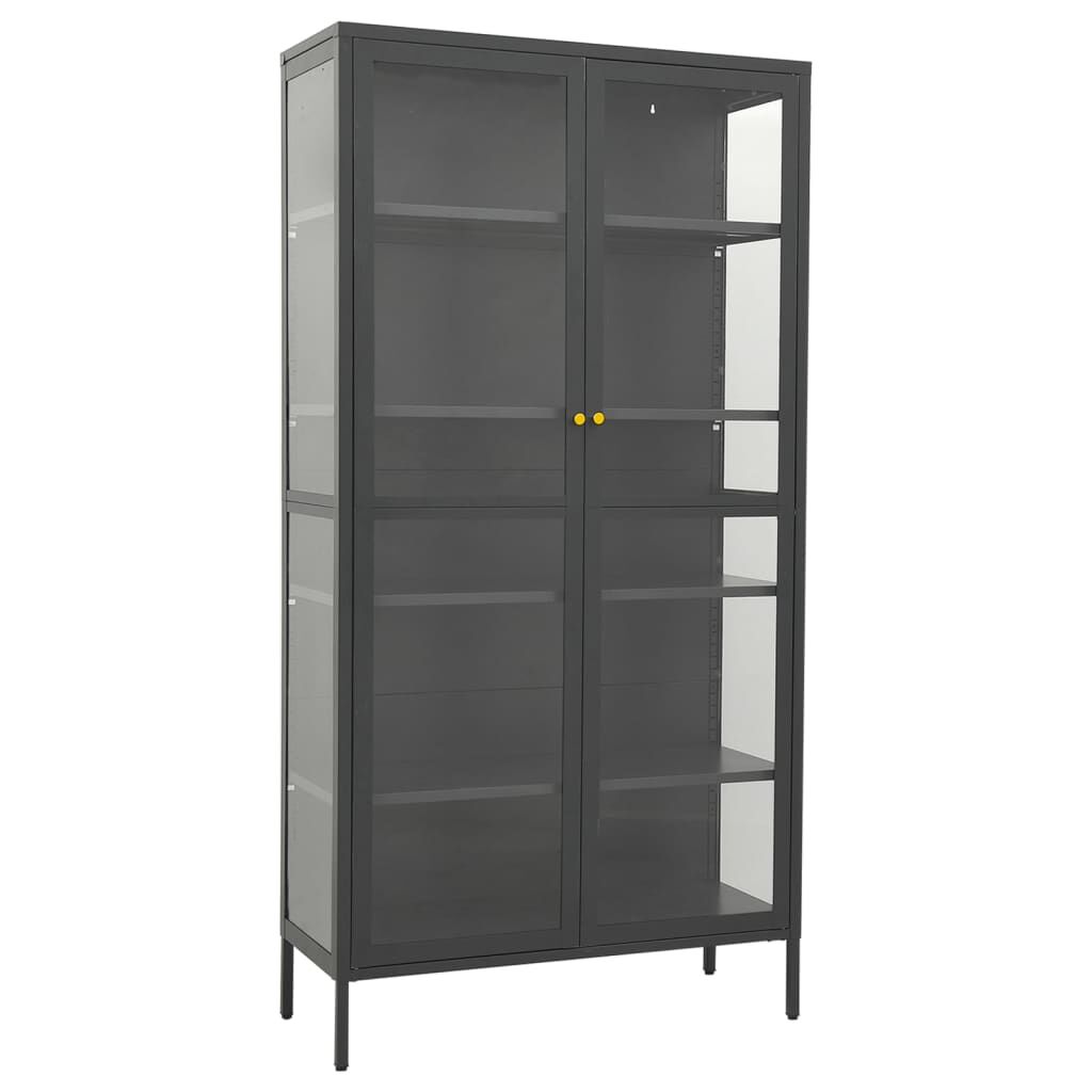 vidaXL Ντουλάπα Βιτρίνας Ανθρακί 90x40x180 εκ. Ατσάλι / Ψημένο Γυαλί