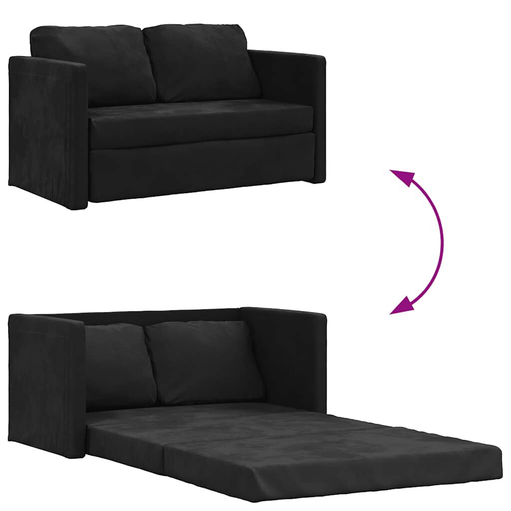 vidaXL Καναπές-Κρεβάτι Δαπέδου 2 σε 1 Μαύρος 122x204x55 εκ. Βελούδινος