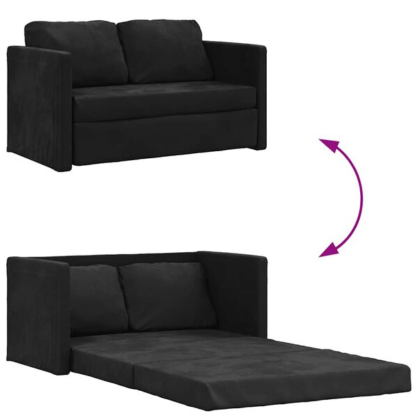 vidaXL Καναπές-Κρεβάτι Δαπέδου 2 σε 1 Μαύρος 122x204x55 εκ. Βελούδινος