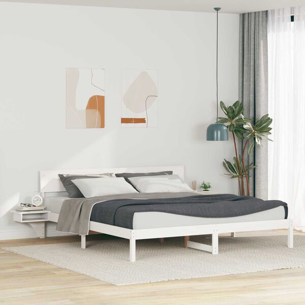 vidaXL Σκελετός Κρεβατιού Λευκό 200 x 200 cm Μασίφ ξύλο πεύκου