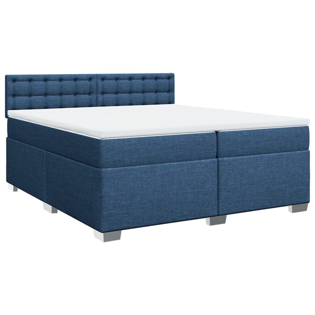 vidaXL Κρεβάτι Boxspring με Στρώμα Μπλε 200x200 εκ. Υφασμάτινο
