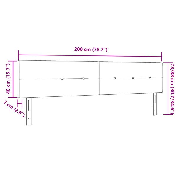 vidaXL Κεφαλάρι με κεφαλάρι Μαύρο 200 cm ύφασμα