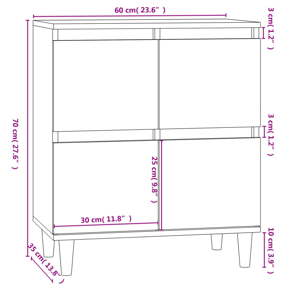 vidaXL Ντουλάπι Γκρι Sonoma 60x35x70 εκ. από Επεξεργασμένο Ξύλο