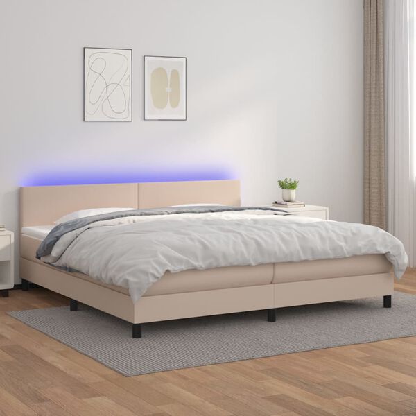 vidaXL &Kappa;&rho;&epsilon;&beta;ά&tau;&iota; Boxspring &Sigma;&tau;&rho;ώ&mu;&alpha;&LED &Kappa;&alpha;&pi;&omicron;&upsilon;&tau;&sigma;ί&nu;&omicron; 200x200 &epsilon;&kappa;. &Sigma;&upsilon;&nu;&theta;. &Delta;έ&rho;&mu;&alpha;