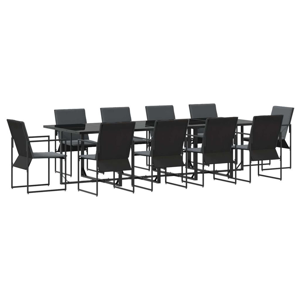 vidaXL Σέτ φαγητού για κήπο 11 pcs Μαύρο Ατσάλι