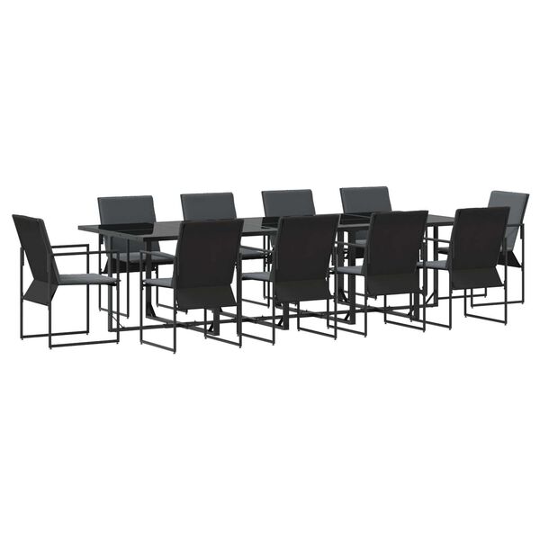 vidaXL Σέτ φαγητού για κήπο 11 pcs Μαύρο Ατσάλι