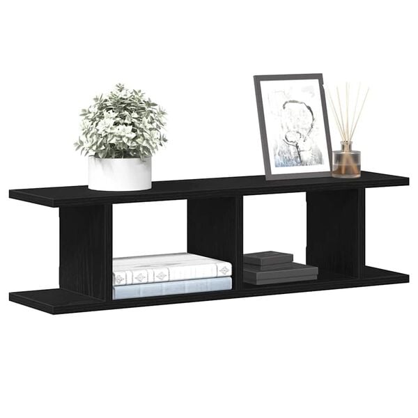 vidaXL Ράφια τοίχου 2 τεμάχια Μαύρη βελανιδιά 75x18x20 cm