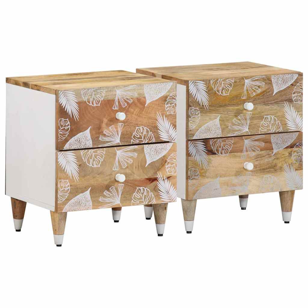 vidaXL Κομοδίνα 2 τεμάχια 40x33,5x46 cm μασίφ ξύλο Mango