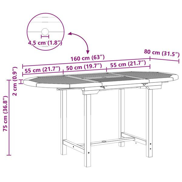 vidaXL Σέτ φαγητού για κήπο 5 pcs Καφέ Μασίφ ξύλο teak