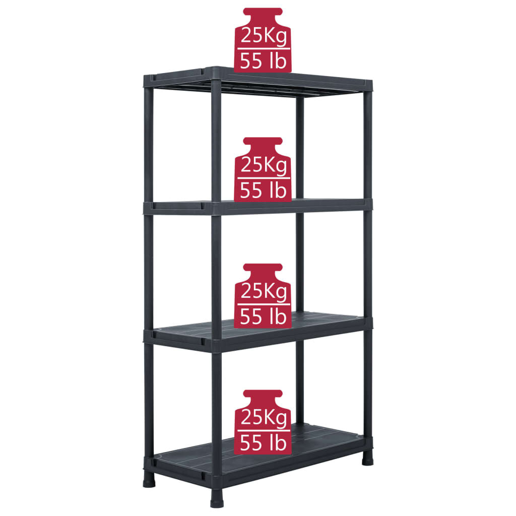 vidaXL Ραφιέρες 2 τεμ. Μαύρες 60 x 30 x 138 εκ. Πλαστικές