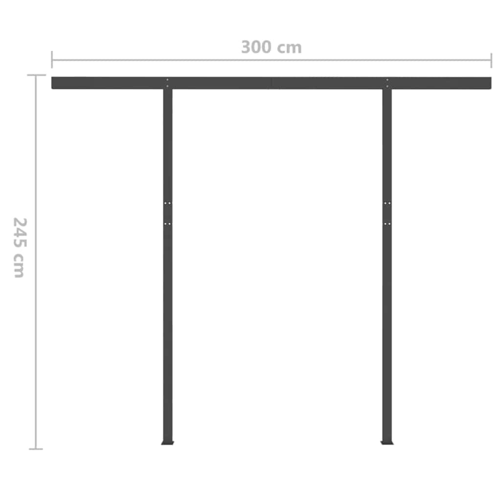 vidaXL Τέντα Αυτόματη με LED και Αισθητήρα Ανέμου Κρεμ 3 x 2,5 μ.