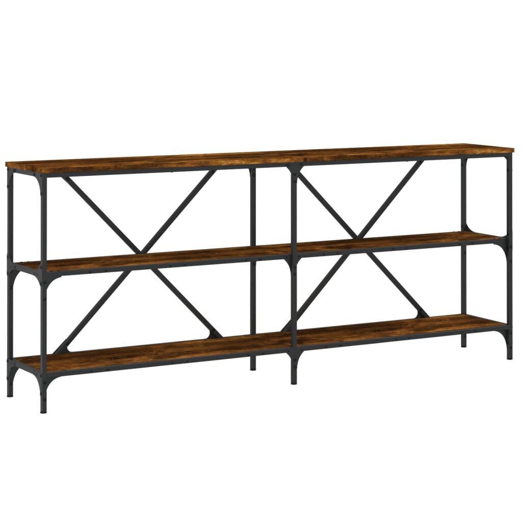 vidaXL Τραπέζι Κονσόλα Καπνιστή Δρυς 180x30x75 εκ. Επεξ. Ξύλο/Σίδηρος