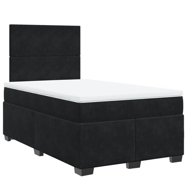 vidaXL Κρεβάτι Boxspring με Στρώμα Μαύρο 120 x 200 εκ. Βελούδινο