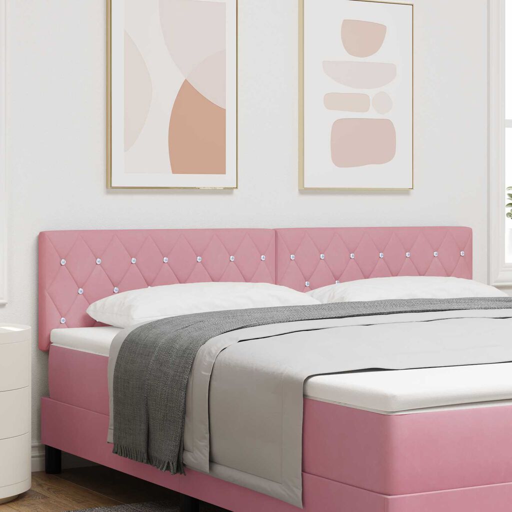 vidaXL LED Κεφαλάρι με Κουμπί Κρύσταλλο Ροζ 90 εκ Βελούδο