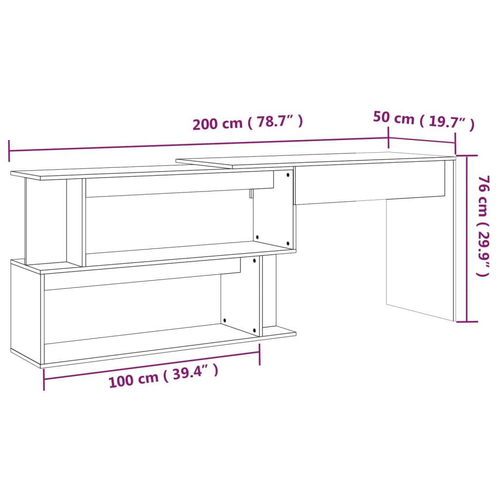 vidaXL Γραφείο Γωνιακό Καπνιστή Δρυς 200x50x76 εκ. Επεξεργασμένο Ξύλο